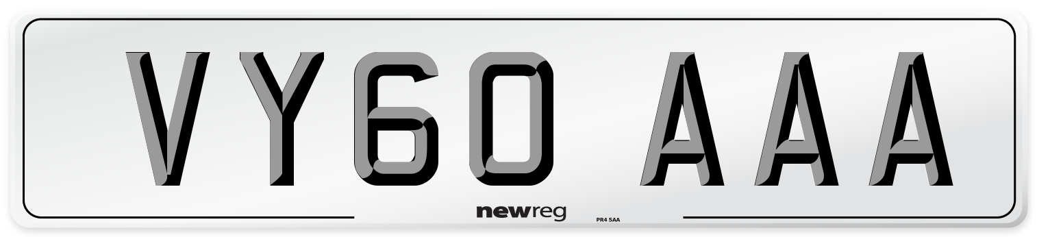 VY60 AAA Number Plate from New Reg